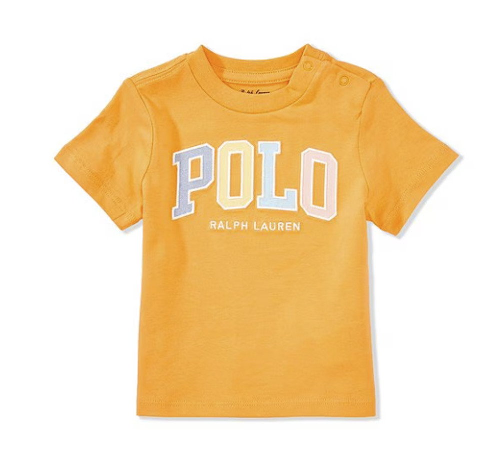 Ralph Lauren Baby Boy 6M Logo Key West Orange Jersey Short Sleeve T-Shirt OS6-23